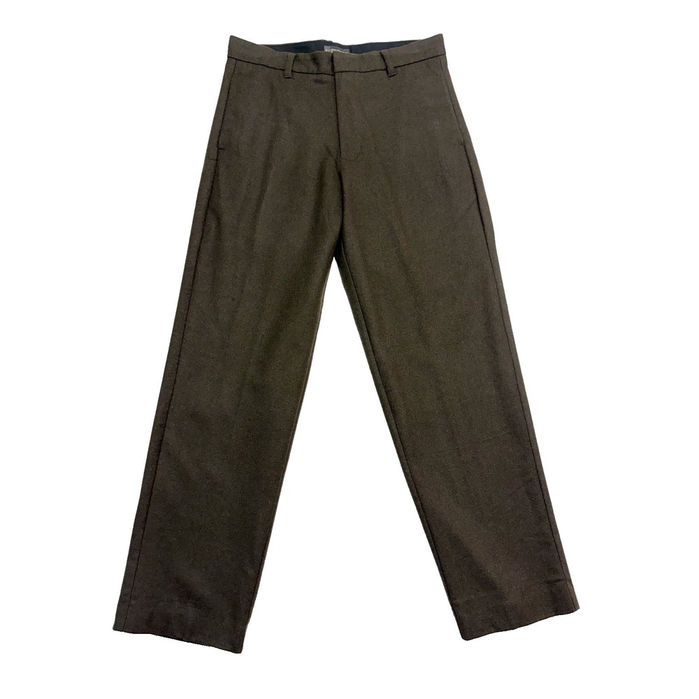vtg Y2K Banana Republic 33x31 Brown Flannel Wool Dress Pants Trouser Flat Front